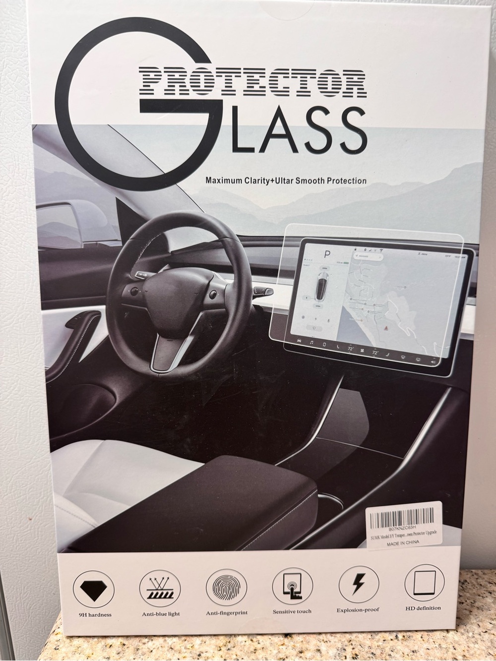 Tempered Glass Screen Protector for Car Tablet - Black